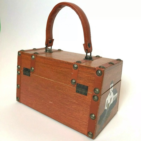 Vintage Roger Van S Hand Painted Wooden Handbag - Picture 5 of 8